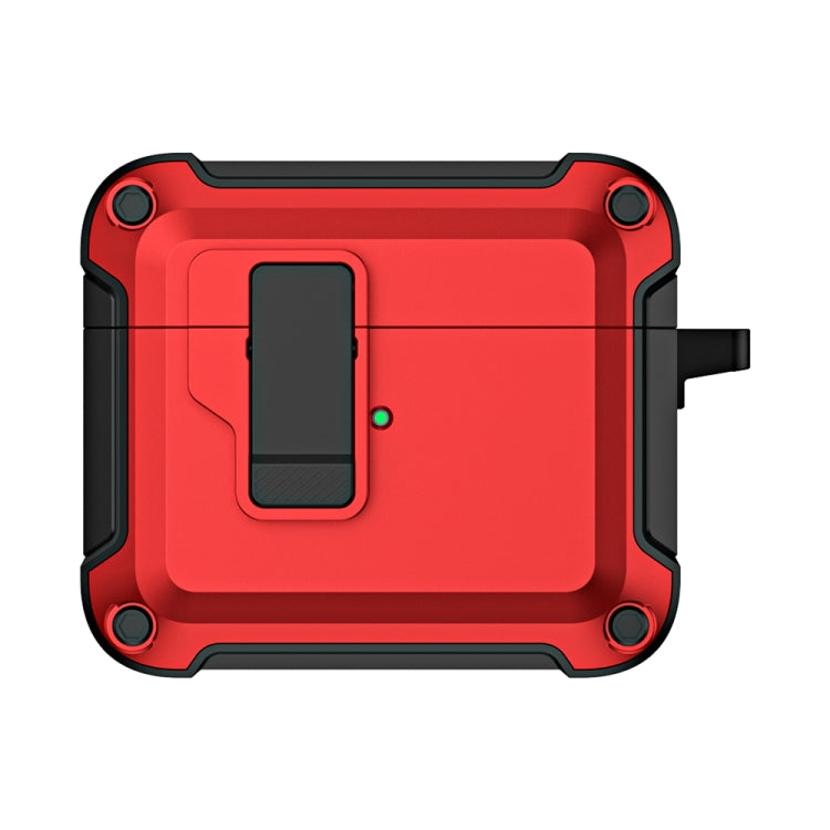 For AirPods 3 TPU + PC Wireless Bluetooth Earphone Protective Case with Switch Lock & Hook(Red)