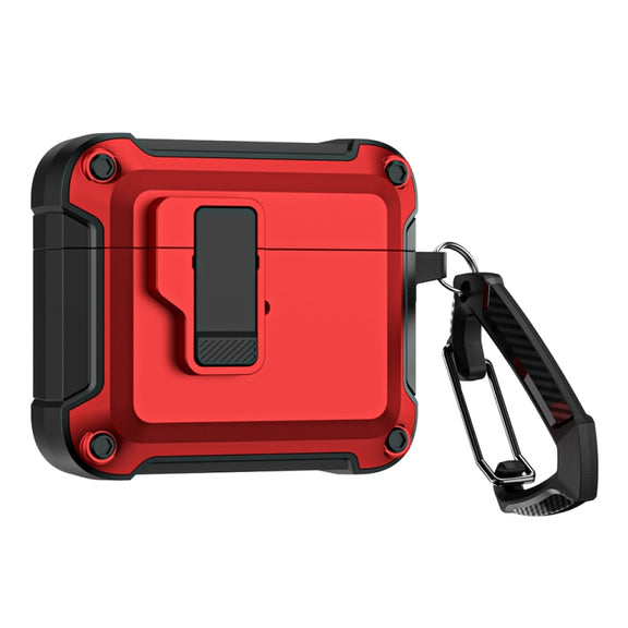 For AirPods 3 TPU + PC Wireless Bluetooth Earphone Protective Case with Switch Lock & Hook(Red)