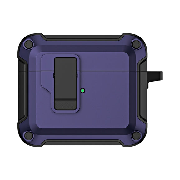 For AirPods 3 TPU + PC Wireless Bluetooth Earphone Protective Case with Switch Lock & Hook(Blue)