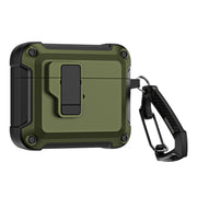 For AirPods 3 TPU + PC Wireless Bluetooth Earphone Protective Case with Switch Lock & Hook(Dark Green)