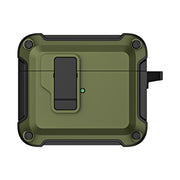 For AirPods 3 TPU + PC Wireless Bluetooth Earphone Protective Case with Switch Lock & Hook(Dark Green)