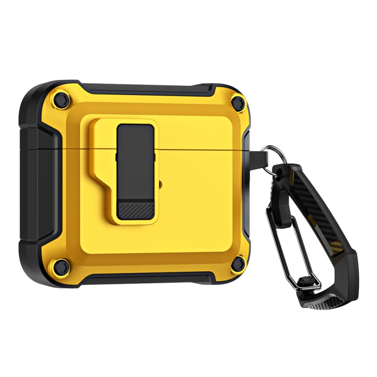 For AirPods 3 TPU + PC Wireless Bluetooth Earphone Protective Case with Switch Lock & Hook(Yellow)