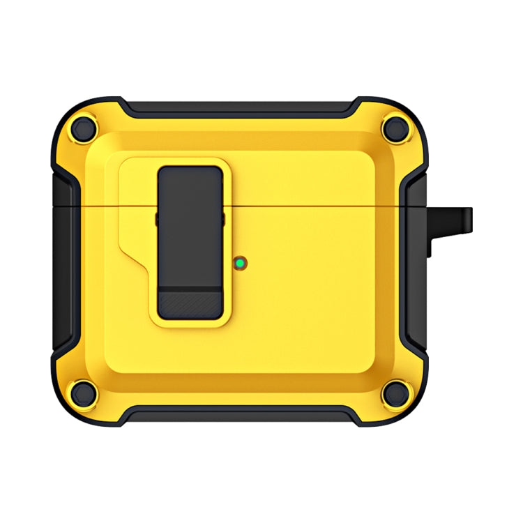 For AirPods 3 TPU + PC Wireless Bluetooth Earphone Protective Case with Switch Lock & Hook(Yellow)