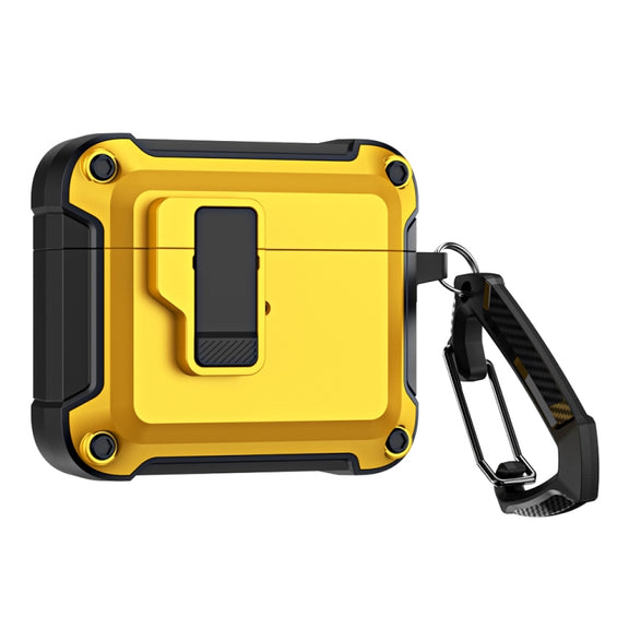 For AirPods 3 TPU + PC Wireless Bluetooth Earphone Protective Case with Switch Lock & Hook(Yellow)