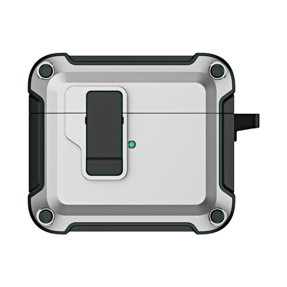 For AirPods 3 TPU + PC Wireless Bluetooth Earphone Protective Case with Switch Lock & Hook(Grey)