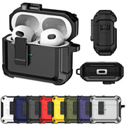 For AirPods 3 TPU + PC Wireless Bluetooth Earphone Protective Case with Switch Lock & Hook(Black)