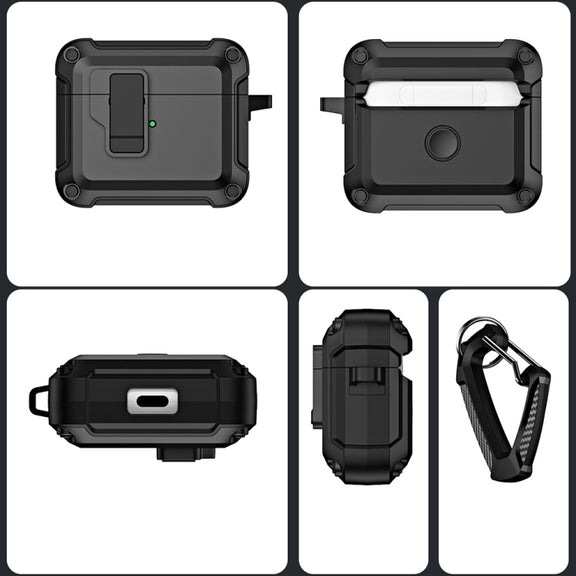For AirPods 3 TPU + PC Wireless Bluetooth Earphone Protective Case with Switch Lock & Hook(Royal Blue)