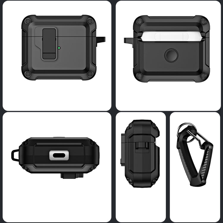For AirPods 3 TPU + PC Wireless Bluetooth Earphone Protective Case with Switch Lock & Hook(Royal Blue)