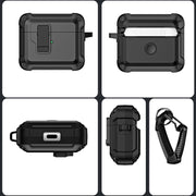 For AirPods 3 TPU + PC Wireless Bluetooth Earphone Protective Case with Switch Lock & Hook(Dark Green)