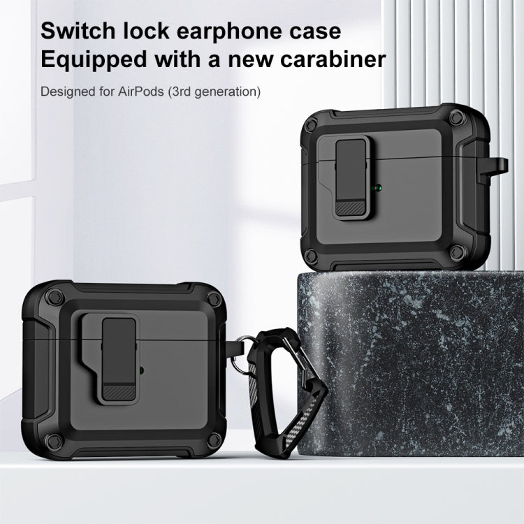 For AirPods 3 TPU + PC Wireless Bluetooth Earphone Protective Case with Switch Lock & Hook(White)