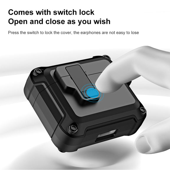 For AirPods 3 TPU + PC Wireless Bluetooth Earphone Protective Case with Switch Lock & Hook(Red)