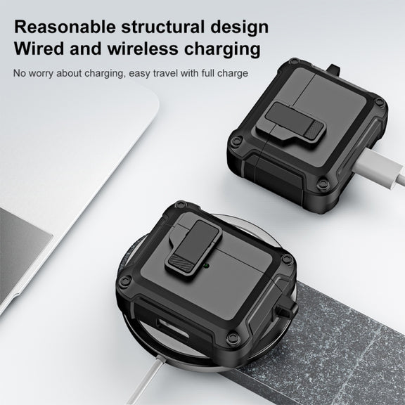 For AirPods 3 TPU + PC Wireless Bluetooth Earphone Protective Case with Switch Lock & Hook(Royal Blue)