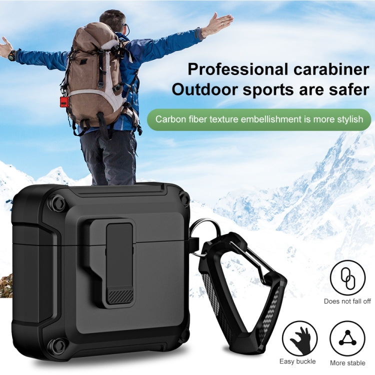 For AirPods 3 TPU + PC Wireless Bluetooth Earphone Protective Case with Switch Lock & Hook(Black)