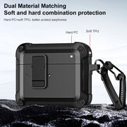 For AirPods 3 TPU + PC Wireless Bluetooth Earphone Protective Case with Switch Lock & Hook(Black)