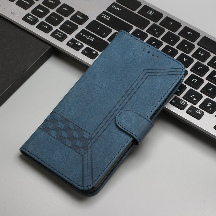 For iPhone 16 Pro Cubic Skin Feel Flip Leather Phone Case(Blue)