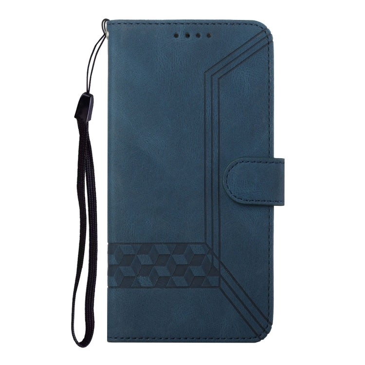 For iPhone 16 Pro Cubic Skin Feel Flip Leather Phone Case(Blue)
