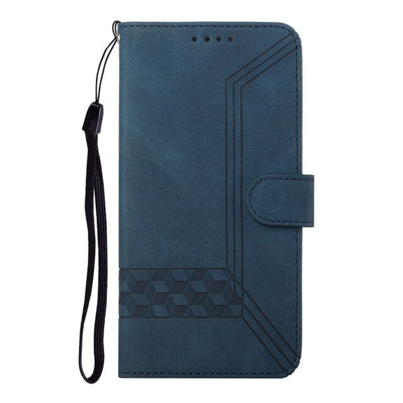 For iPhone 16 Plus Cubic Skin Feel Flip Leather Phone Case(Blue)
