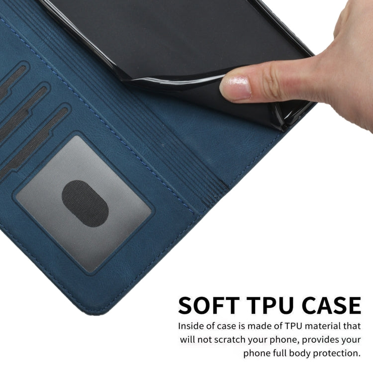 For iPhone 16 Plus Cubic Skin Feel Flip Leather Phone Case(Blue)