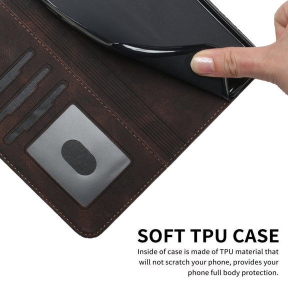 For iPhone 16 Cubic Skin Feel Flip Leather Phone Case(Brown)