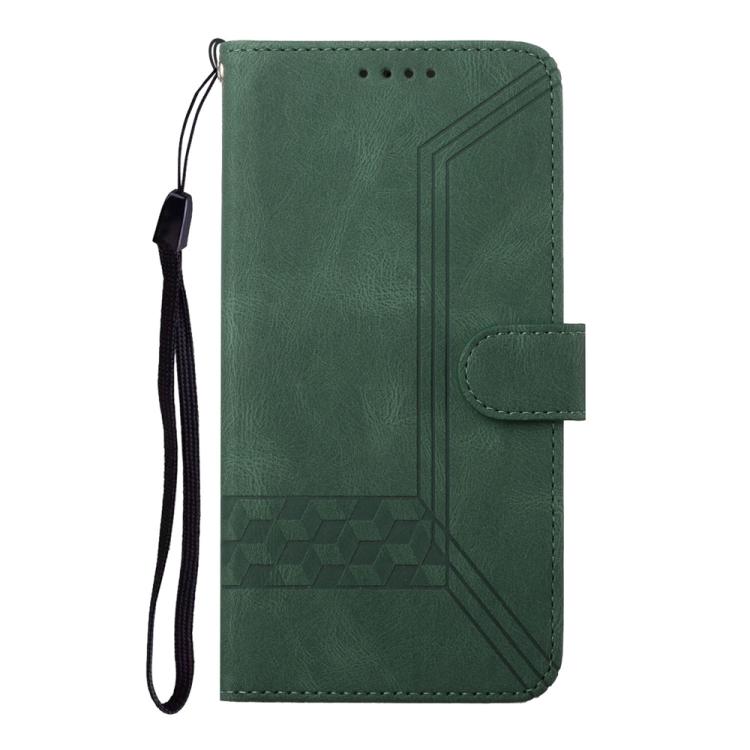 For iPhone 17 Air Cubic Skin Feel Flip Leather Phone Case(Green)