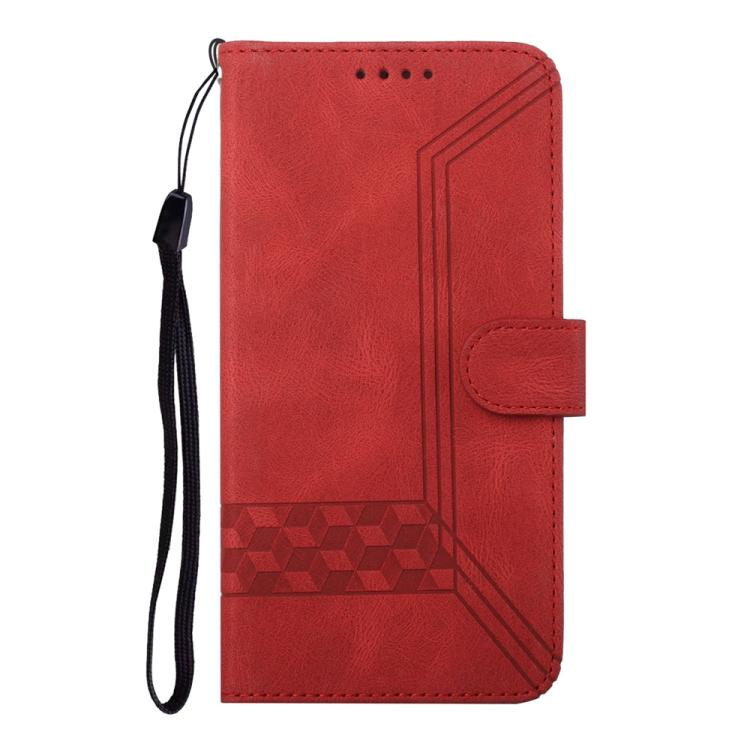 For iPhone 17 Air Cubic Skin Feel Flip Leather Phone Case(Red)