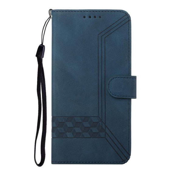 For iPhone 17 Cubic Skin Feel Flip Leather Phone Case(Blue)