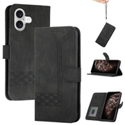 For iPhone 17 Cubic Skin Feel Flip Leather Phone Case(Black)