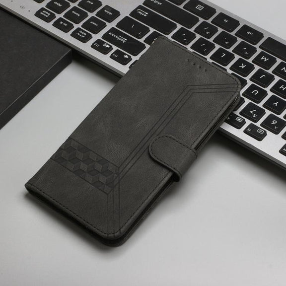 For iPhone 17 Cubic Skin Feel Flip Leather Phone Case(Black)