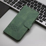 For iPhone 17 Cubic Skin Feel Flip Leather Phone Case(Green)