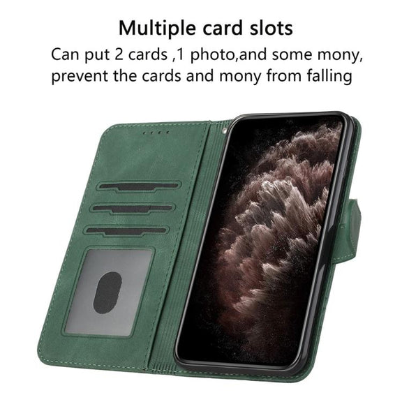 For iPhone 17 Cubic Skin Feel Flip Leather Phone Case(Green)