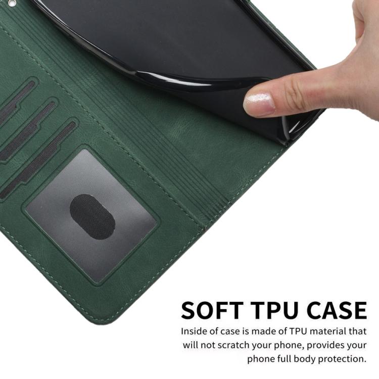 For iPhone 17 Cubic Skin Feel Flip Leather Phone Case(Green)