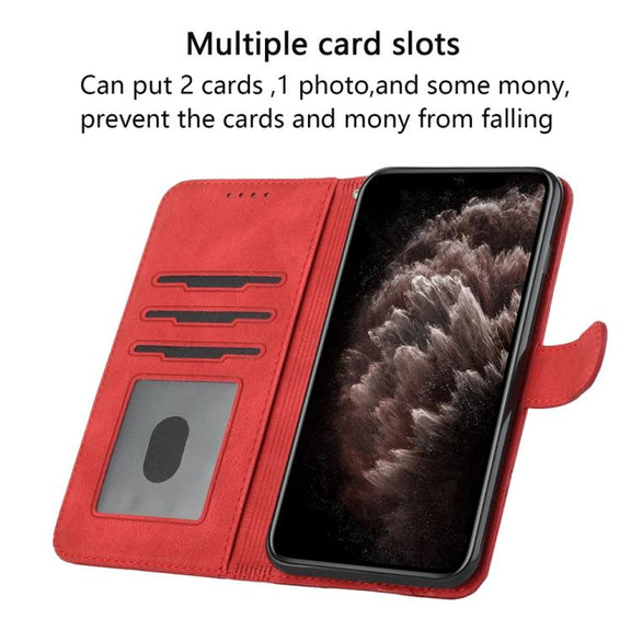 For iPhone 17 Cubic Skin Feel Flip Leather Phone Case(Red)