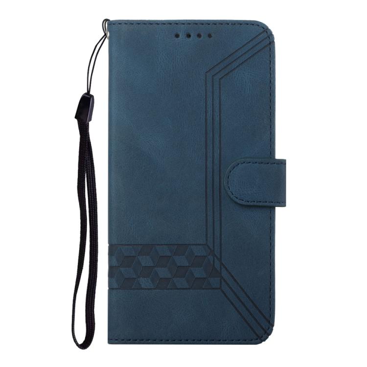 For iPhone 17 Pro Max Cubic Skin Feel Flip Leather Phone Case(Blue)