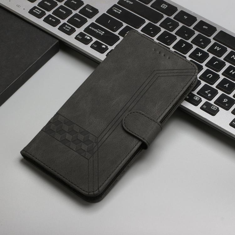 For iPhone 17 Pro Max Cubic Skin Feel Flip Leather Phone Case(Black)