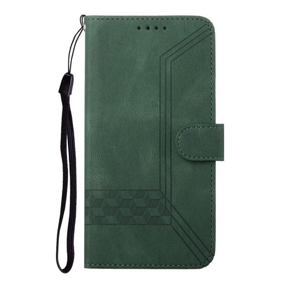 For iPhone 17 Pro Max Cubic Skin Feel Flip Leather Phone Case(Green)