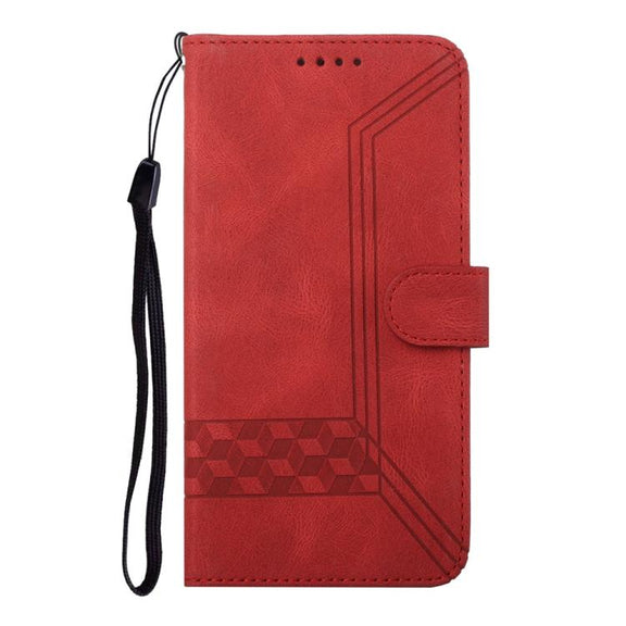 For iPhone 17 Pro Max Cubic Skin Feel Flip Leather Phone Case(Red)