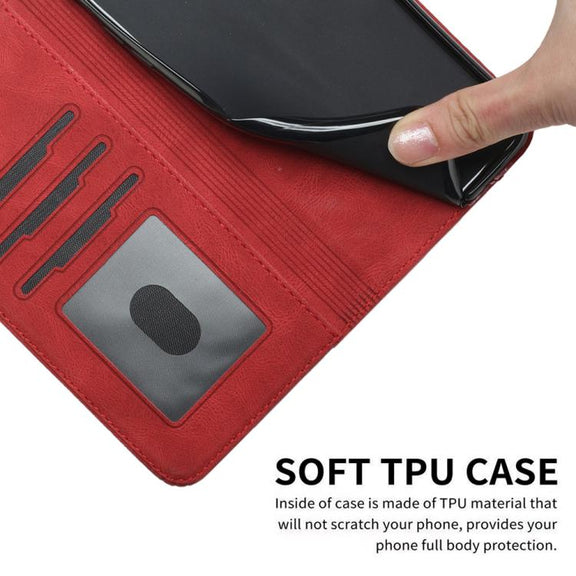 For iPhone 17 Pro Max Cubic Skin Feel Flip Leather Phone Case(Red)