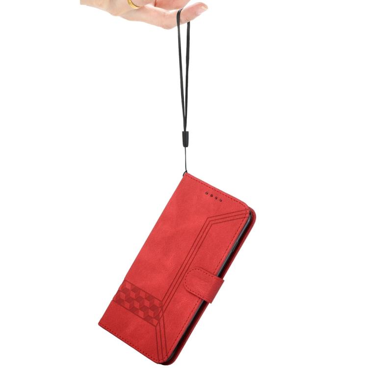 For iPhone 17 Pro Max Cubic Skin Feel Flip Leather Phone Case(Red)
