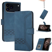 For iPhone 17 Pro Cubic Skin Feel Flip Leather Phone Case(Blue)