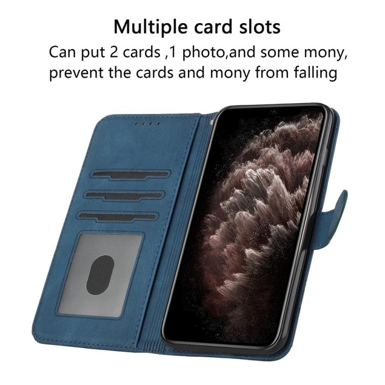 For iPhone 17 Pro Cubic Skin Feel Flip Leather Phone Case(Blue)