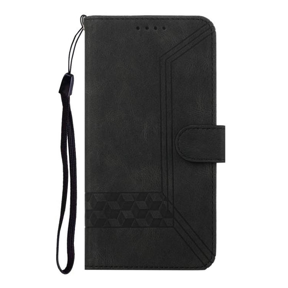 For iPhone 17 Pro Cubic Skin Feel Flip Leather Phone Case(Black)