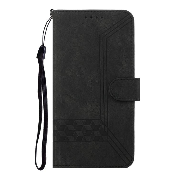 For iPhone 17 Pro Cubic Skin Feel Flip Leather Phone Case(Black)