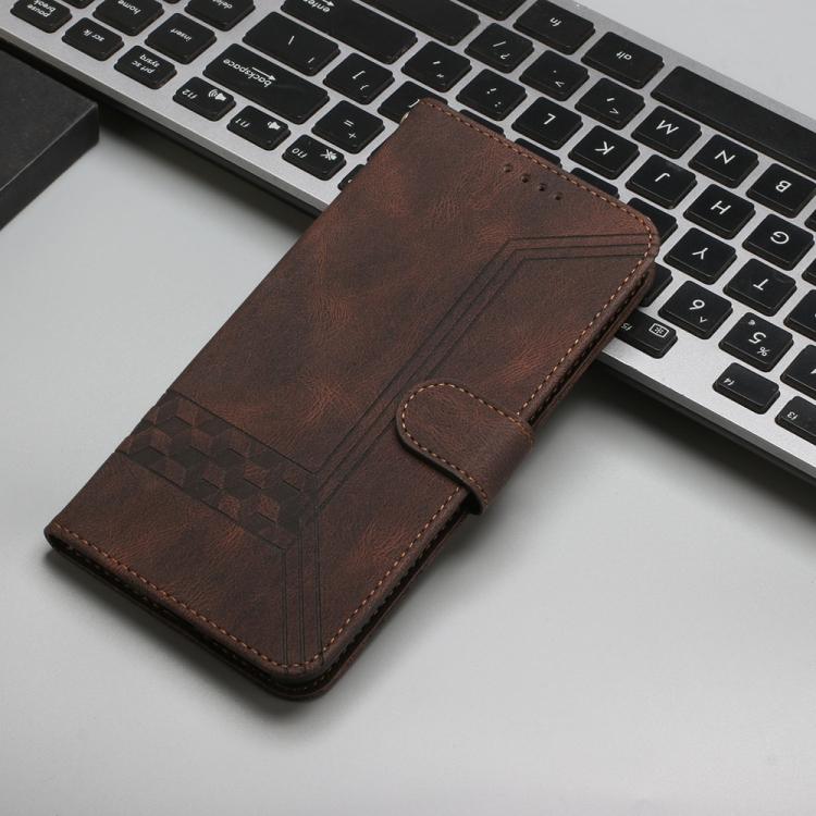 For iPhone 17 Pro Cubic Skin Feel Flip Leather Phone Case(Brown)