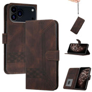 For iPhone 17 Pro Cubic Skin Feel Flip Leather Phone Case(Brown)
