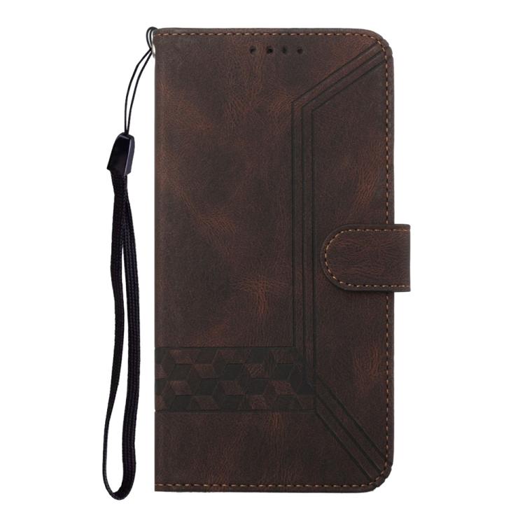 For iPhone 17 Pro Cubic Skin Feel Flip Leather Phone Case(Brown)