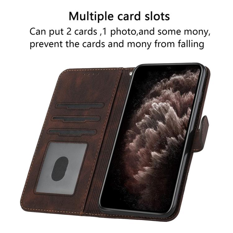 For iPhone 17 Pro Cubic Skin Feel Flip Leather Phone Case(Brown)