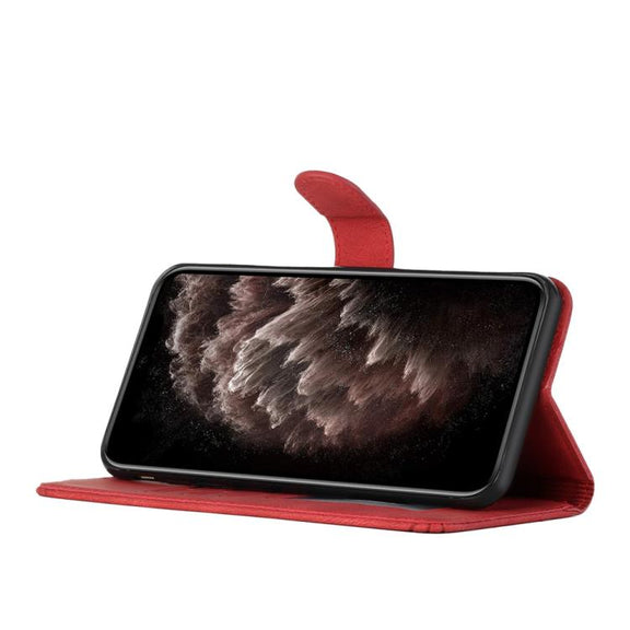 For iPhone 17 Pro Cubic Skin Feel Flip Leather Phone Case(Red)