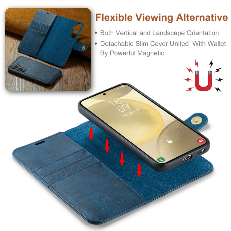 For Samsung Galaxy S24+ 5G DG.MING Crazy Horse Texture Detachable Magnetic Leather Case(Blue)