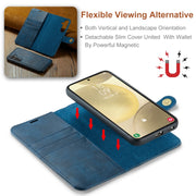 For Samsung Galaxy S24+ 5G DG.MING Crazy Horse Texture Detachable Magnetic Leather Case(Blue)