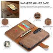 For Samsung Galaxy S24 5G DG.MING Crazy Horse Texture Detachable Magnetic Leather Case(Brown)